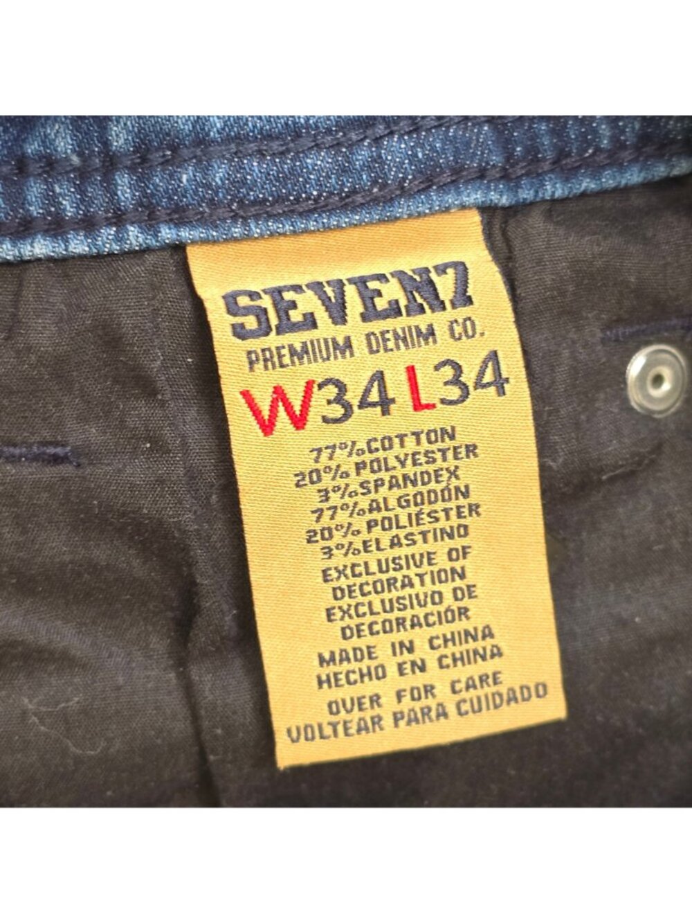 Seven7 W34 L34 Mens Slim Straight Jeans Distressed Blue Denim Casual Wear - Picture 3 of 7